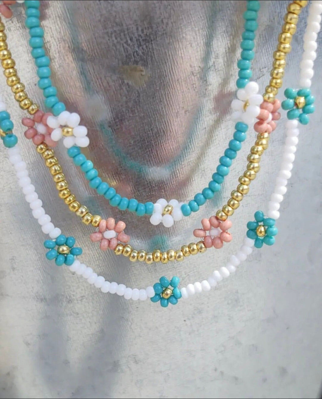 Handmade Flower Beaded Necklace