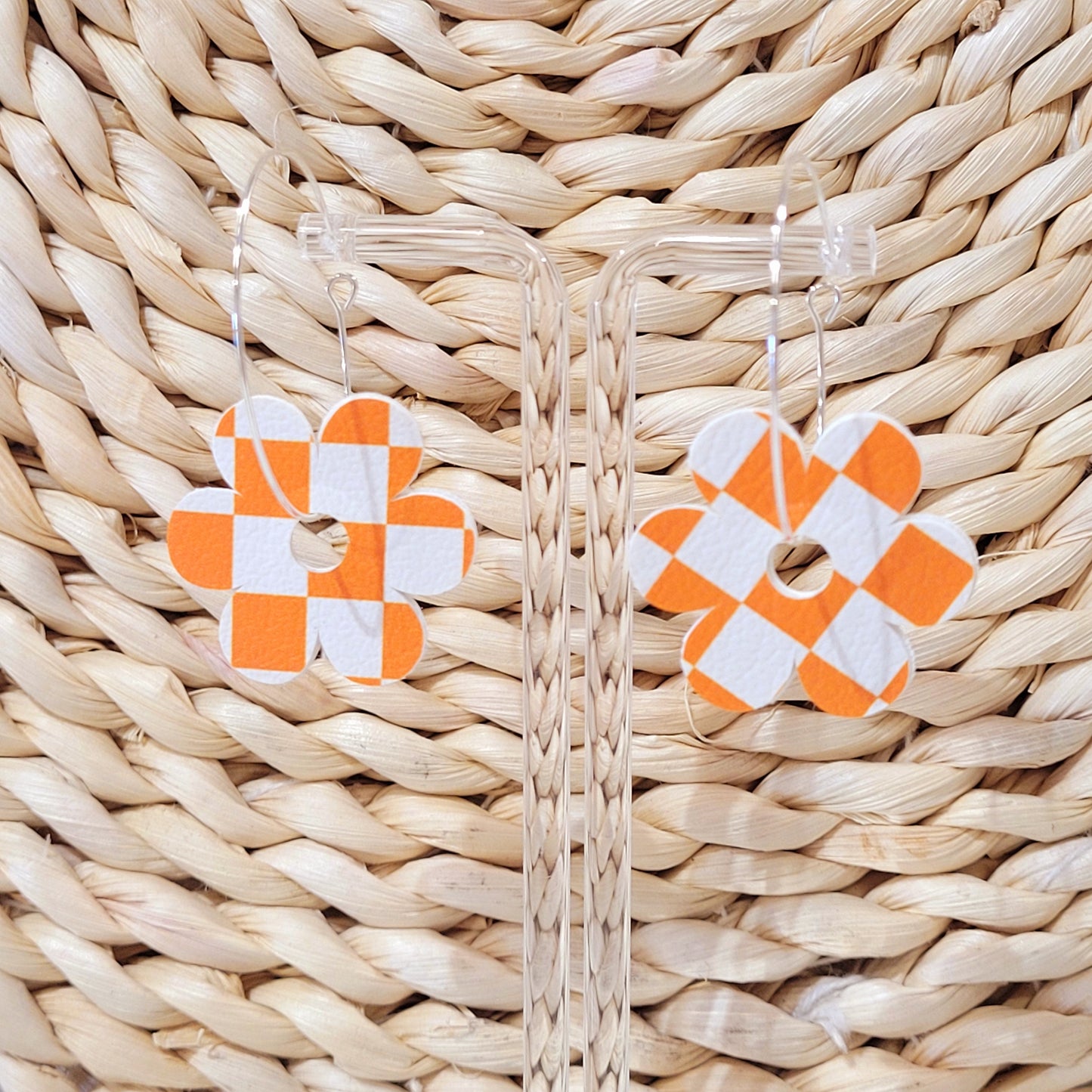 Daisy Checkered Hoop Earrings