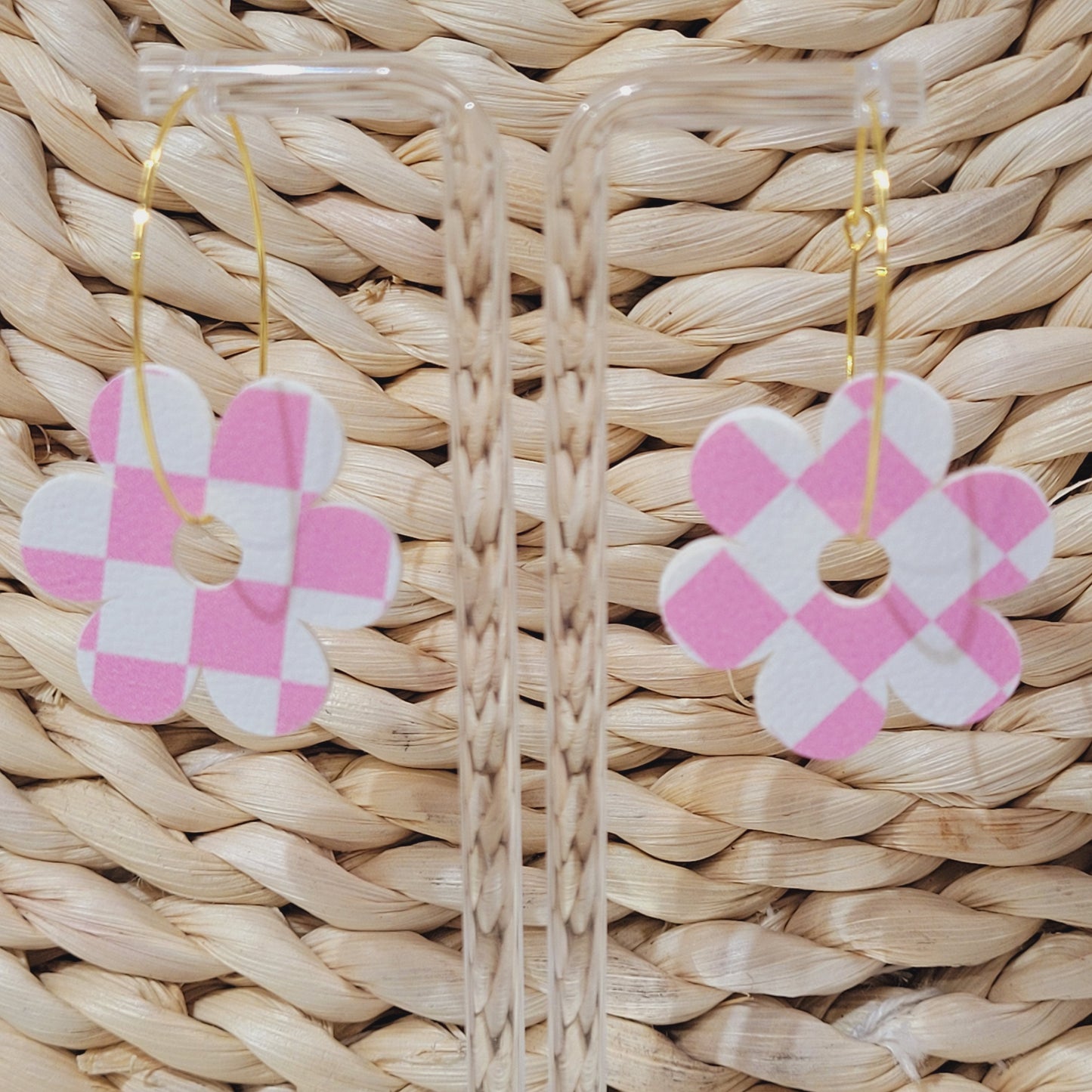 Daisy Checkered Hoop Earrings