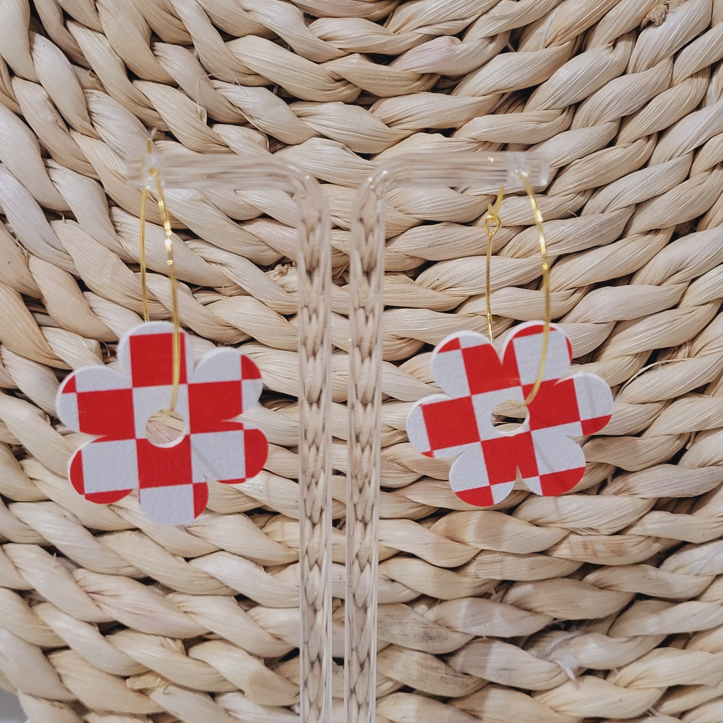 Daisy Checkered Hoop Earrings