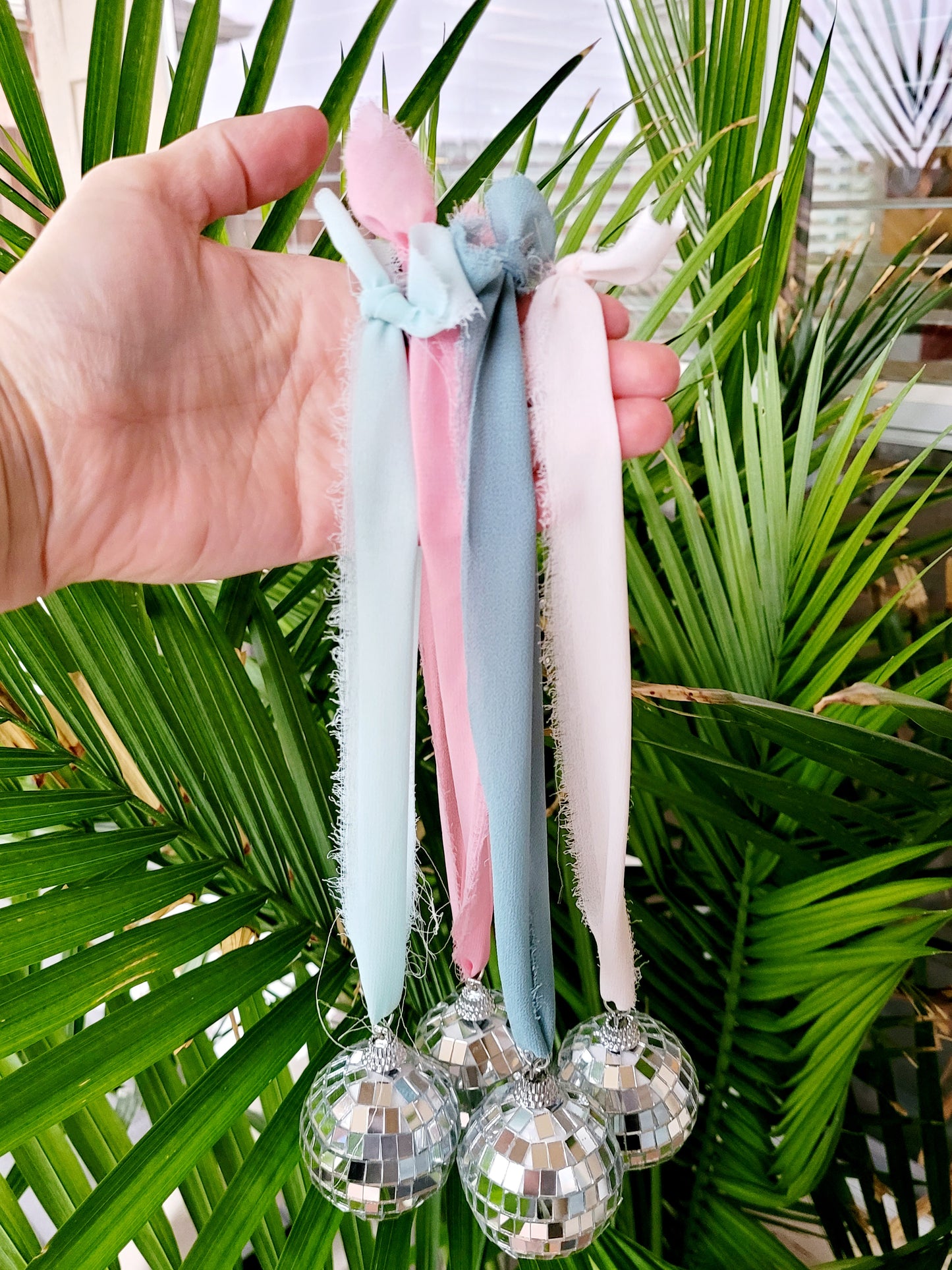 Hanging Disco Ball Ribbon Car Decor