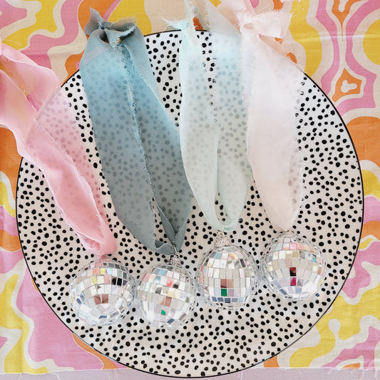Hanging Disco Ball Ribbon Car Decor