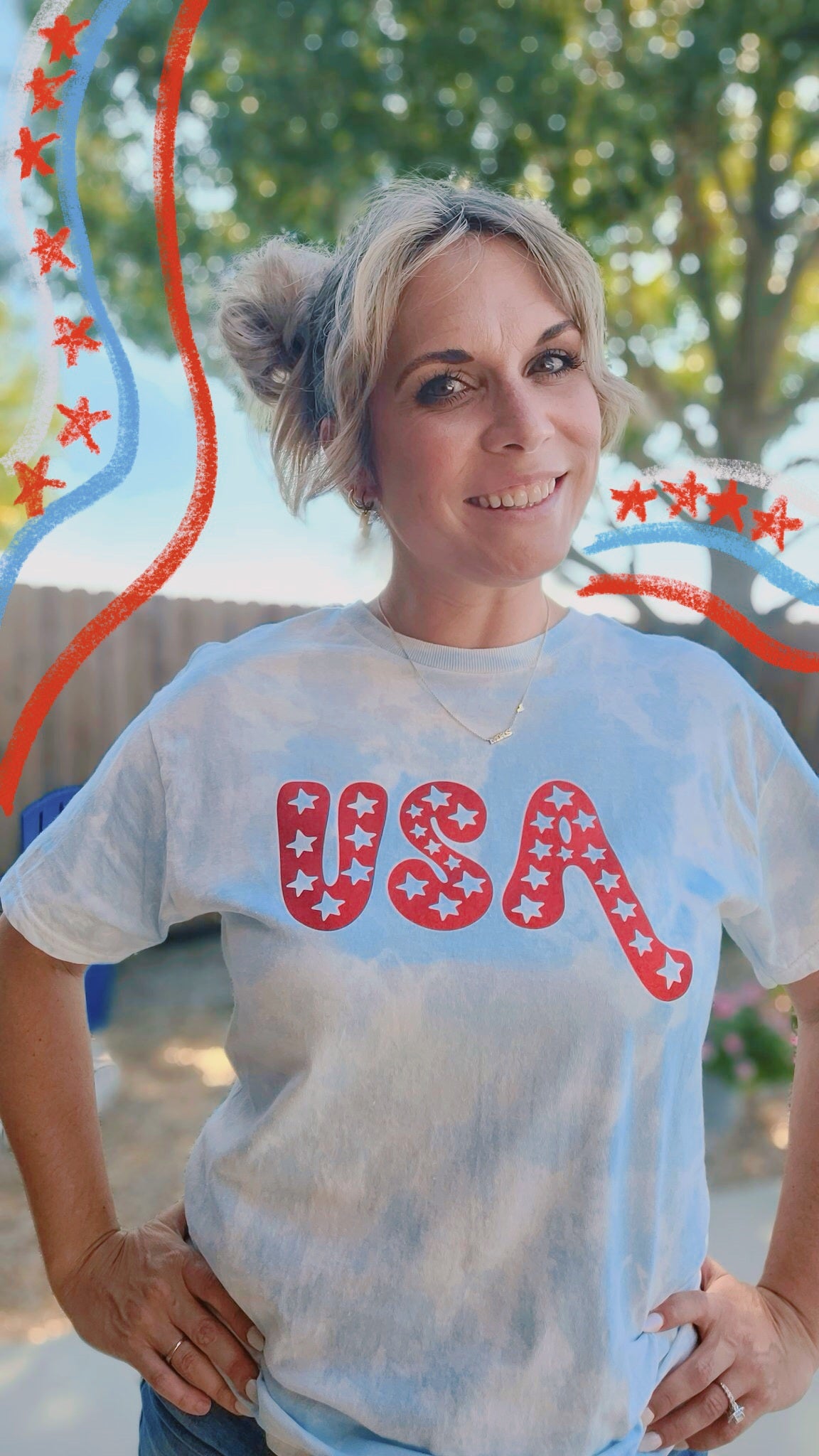 USA Metallic Reverse Tye Dye Shirt