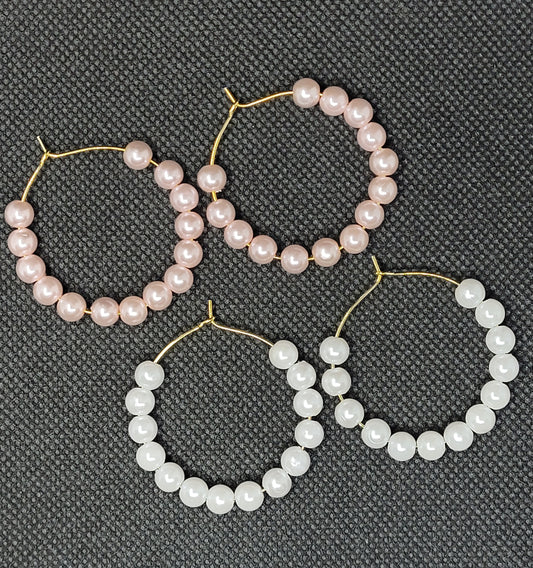 Pearl Beaded Hoops