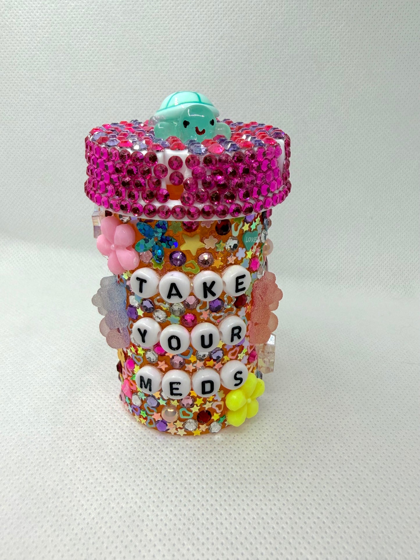Take Your Meds Bedazzled Pill Bottle