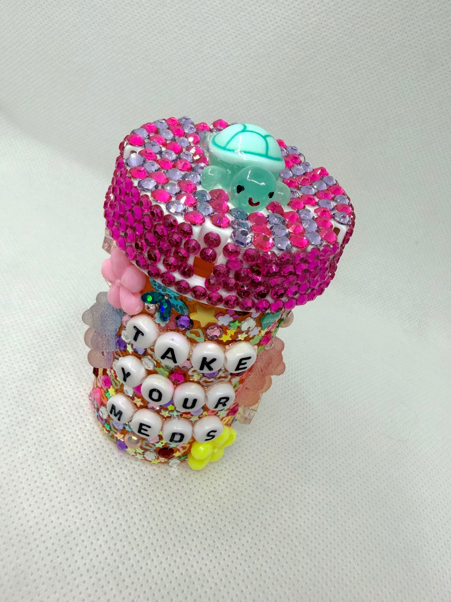 Take Your Meds Bedazzled Pill Bottle