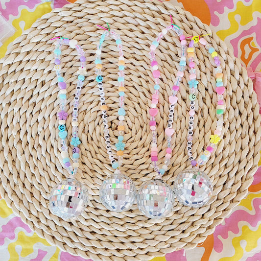 Hanging Disco Ball Beaded Car Decor