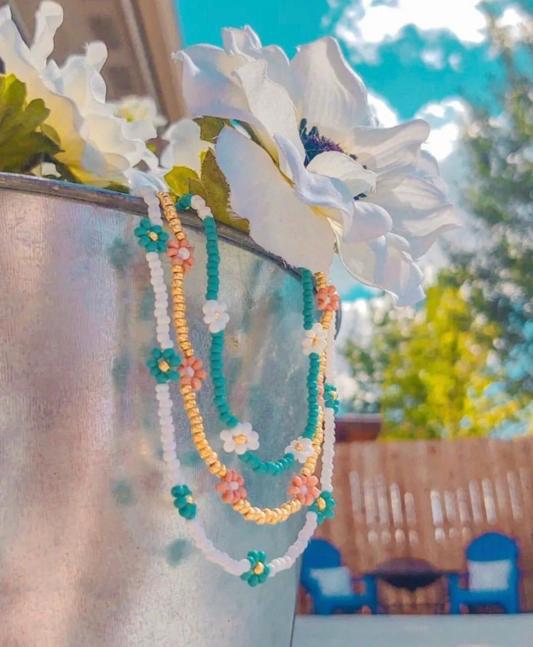 Handmade Flower Beaded Necklace