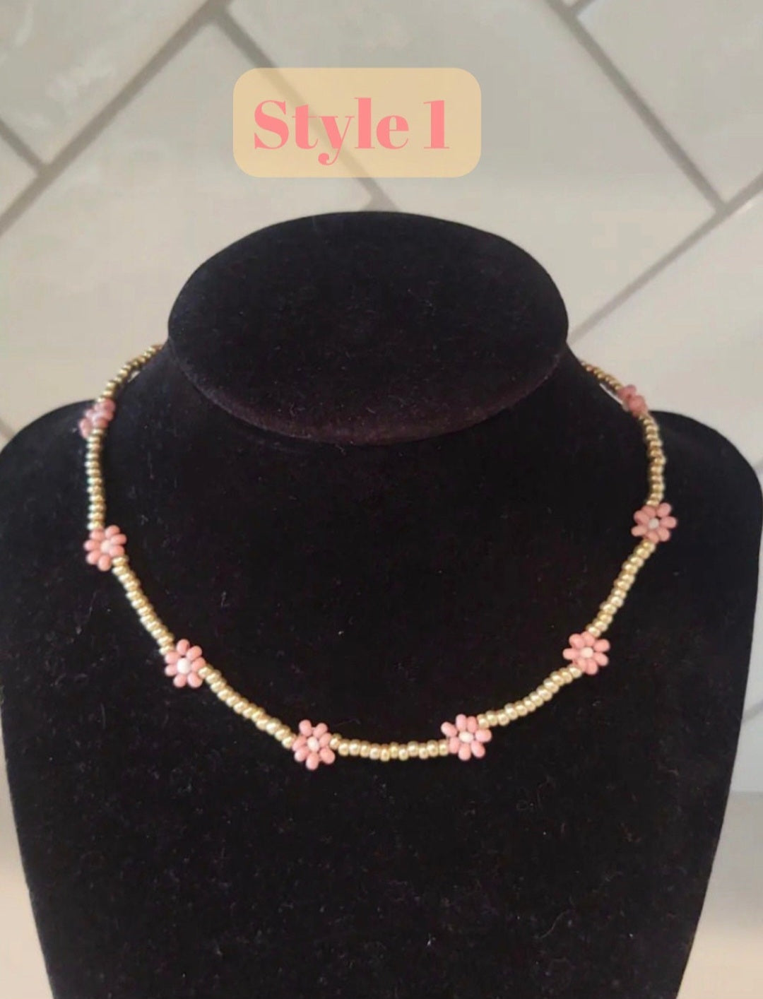 Handmade Flower Beaded Necklace