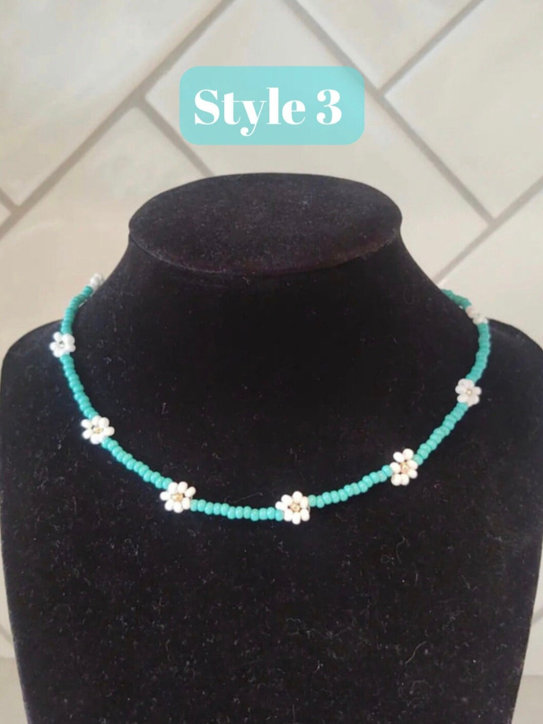 Handmade Flower Beaded Necklace