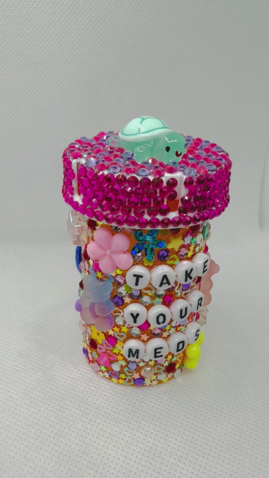 Take Your Meds Bedazzled Pill Bottle