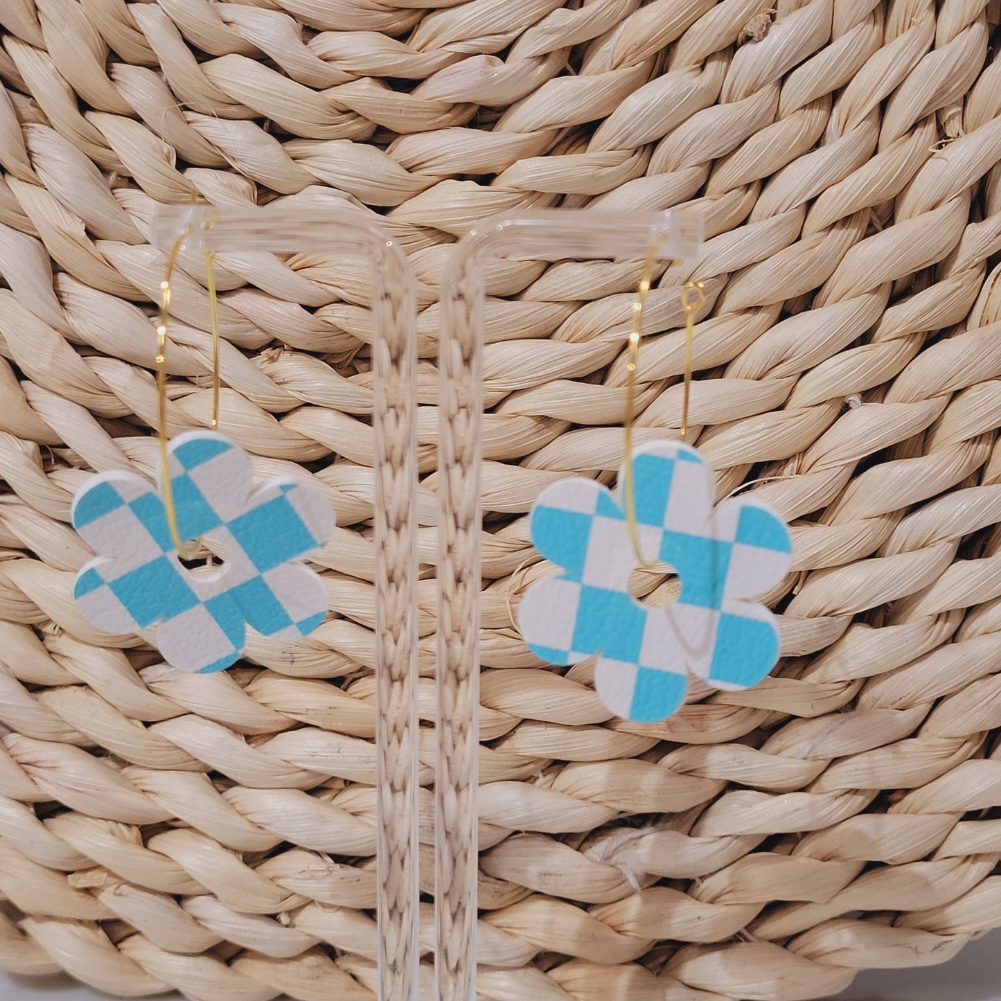 Daisy Checkered Hoop Earrings